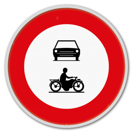 Panneau G2000 - C5 - C7 - Accès interdit aux conducteurs de véhicules à moteur à plus de deux roues et motocyclettes