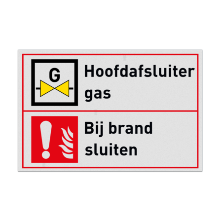 Combinatiebord Hoofdafsluiter gas, bij brand sluiten