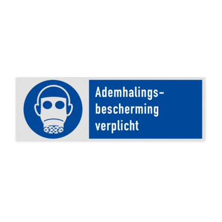 Veiligheidsbord met pictogram en tekst Ademhalingsbescherming verplicht