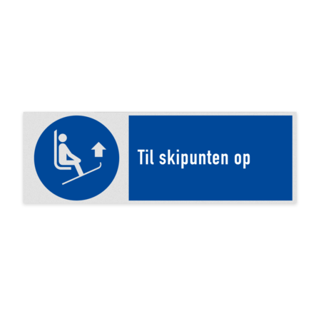 Veiligheidsbord met pictogram en tekst Til skipunten op