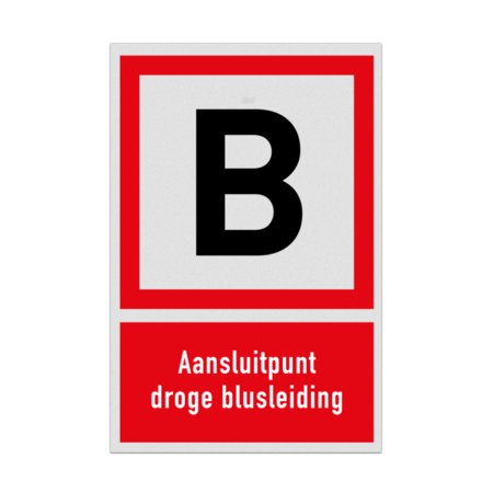 Brand bord met pictogram en tekst Aansluitpunt droge blusleiding met tekst