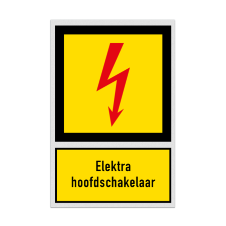 Bord met pictogram en tekst Elektra hoofdschakelaar