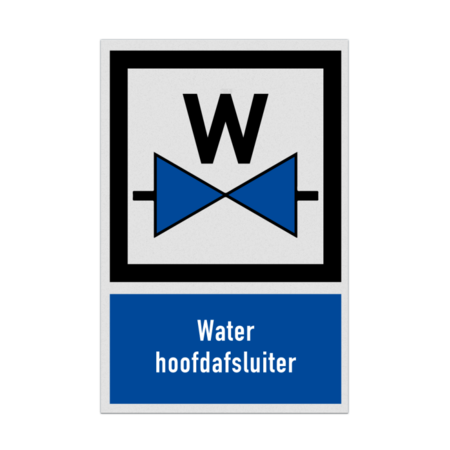 Bord met pictogram en tekst Water hoofdafsluiter