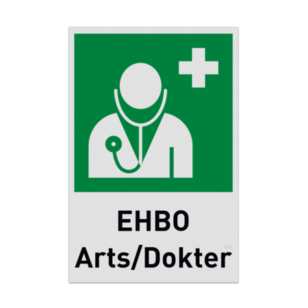 Reddingsbord met pictogram en tekst EHBO Arts/Dokter