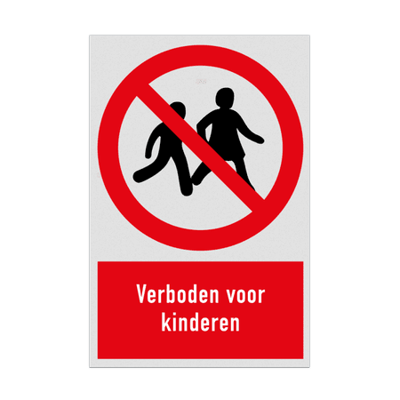 Verbodsbord met pictogram en tekst Verboden voor kinderen