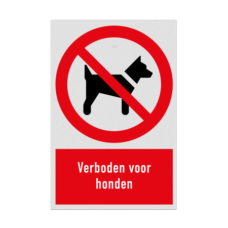 Verbodsbord met pictogram en tekst Verboden voor honden