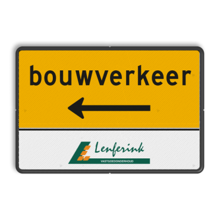 Verkeersbord route bouwverkeer + pijl - met logo