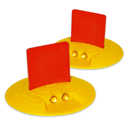 Markeernagel geel ø120mm rode flap - met reflectoren