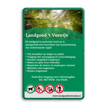 Toegangsbord Landgoed + full colour opdruk