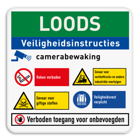 Veiligheidsbord voor magazijn | 4 pictogrammen + banners
