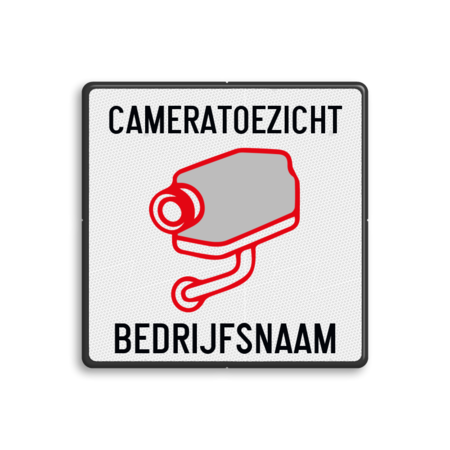 Bord cameratoezicht + bedrijfsnaam - vierkant