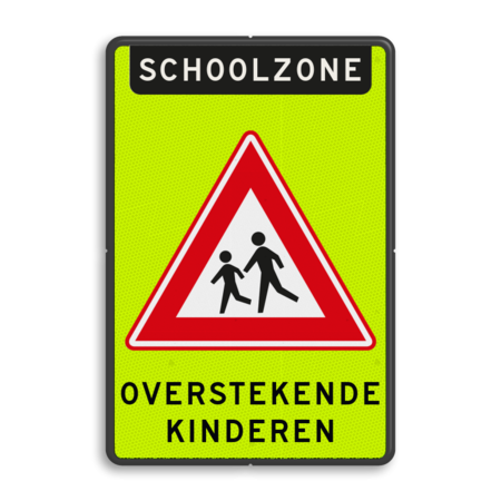 Verkeersbord schoolzone overstekende kinderen - reflecterend