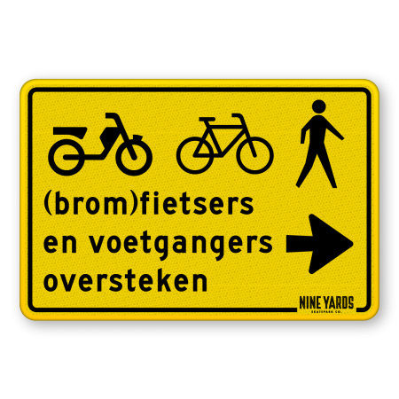 Omleidingsbord - (brom-)fietsers en voetgangers oversteken + logo