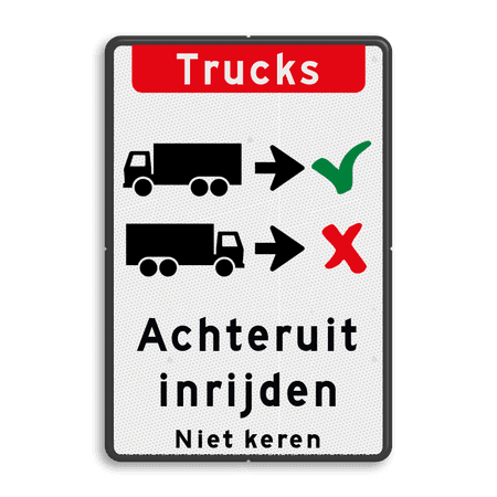 Verkeersbord - vrachtwagens achteruit inrijden