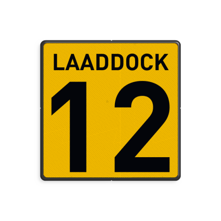 Laaddock nummerbord geel/zwart - reflecterend