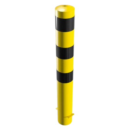 Rampaal Ø152mm staal verzinkt - geel/zwart - 1200/1500/2000mm - met grondanker