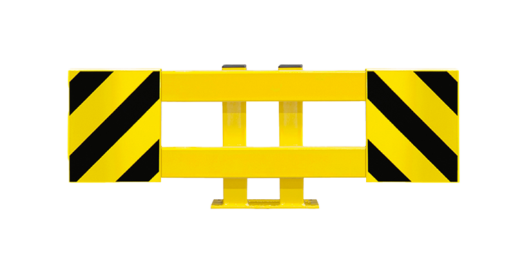 Stellingbeschermer staal geel/zwart - breedte 900-1300mm - vloermontage
