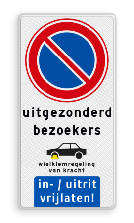 Parkeerbord RVV E01 + eigen tekst + 2x picto