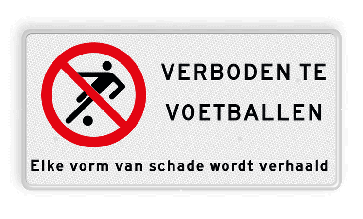 Verkeersbord voetballen verboden - met tekst