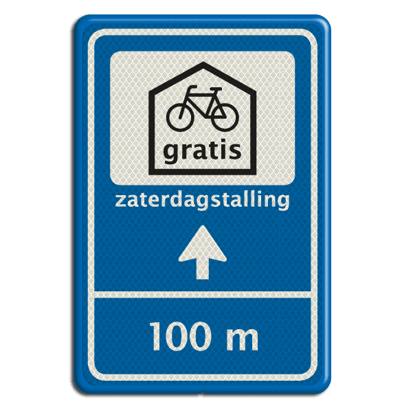 Verkeersbord 40x60cm voor fietsenstalling met pijl en tekst