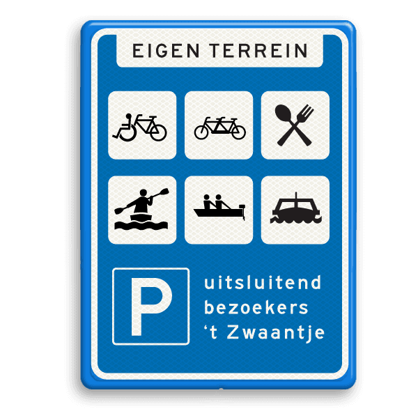 Informatiebord voor eigen terrein met diverse pictogrammen