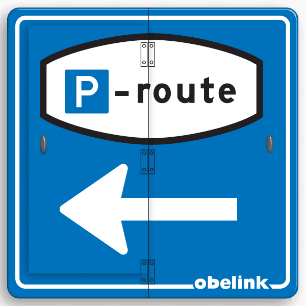 Bewegwijzering 1000x1000x28mm blauw/wit/zwart - 2 standen -Obelink