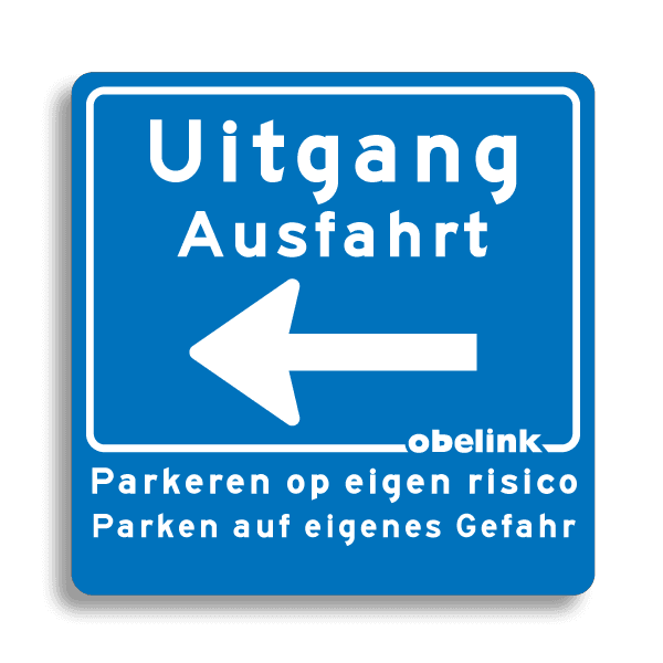 Bewegwijzering 950x950x2,3mm blauw/wit DUBBELZ.  - Obelink
