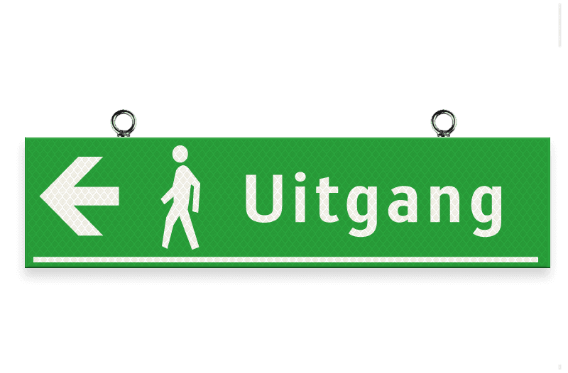 Verwijsbord kokerprofiel 400x100mm voor route voetgangers reflecterend - met ophangogen