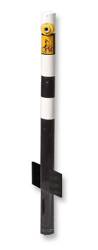 Drukknopmast V130 zwart/wit gecoat met serviceluik voor verkeerslicht