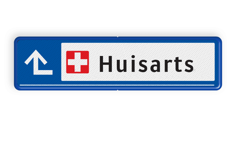 Verwijsbord 600x150mm met pictogram en pijl