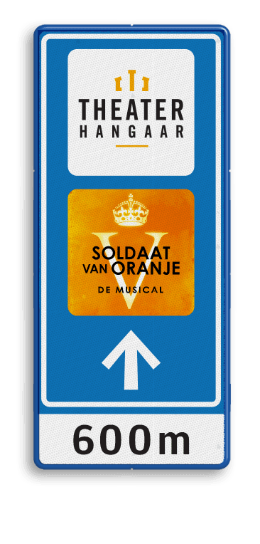 Bewegwijzeringsbord 600x1500mm met eigen ontwerp en logo