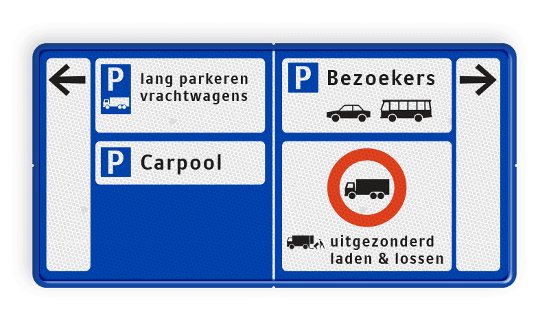 Bewegwijzering 1500x600x28mm blauw/wit ANWB stijl - Eindhoven Airport