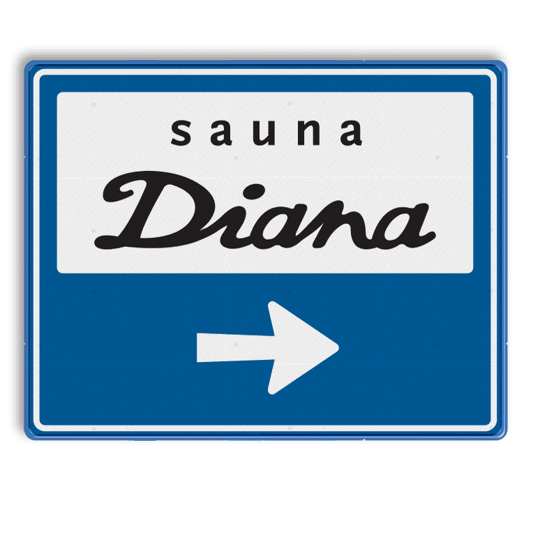 Bewegwijzeringsbord met logo en pijl
