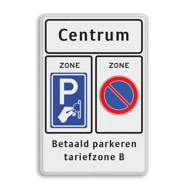 Verkeersbord RVV BW11zb parkeerzone met aanvullende tekst
