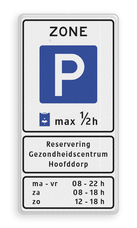 Verkeersbord RVV E10zb parkeerzone met aanvullende tekst