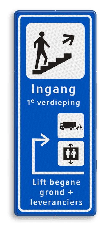 Informatiebord looproute ingang expeditie of lift naar wens