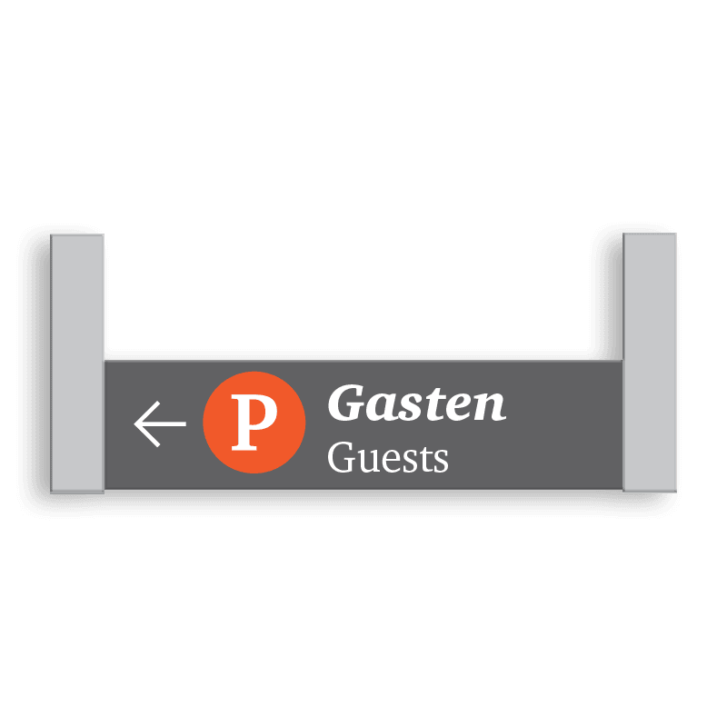 Verwijsbord PWC RAL9006 / 7005  600x200 + reflex | Enkelzijdig | Montagestukken 80x80mm