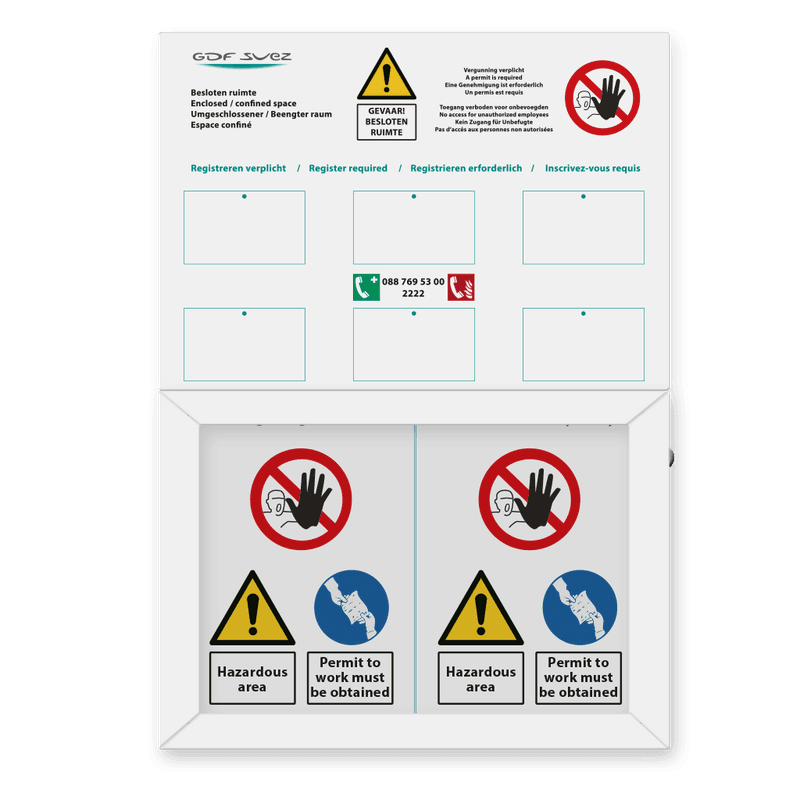 Panneau d'information 457x640x35mm avec vitrine aluminium avec fenêtre frontale