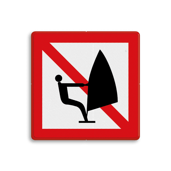 Scheepvaartbord BPR A.17 - Verboden voor zeilplanken