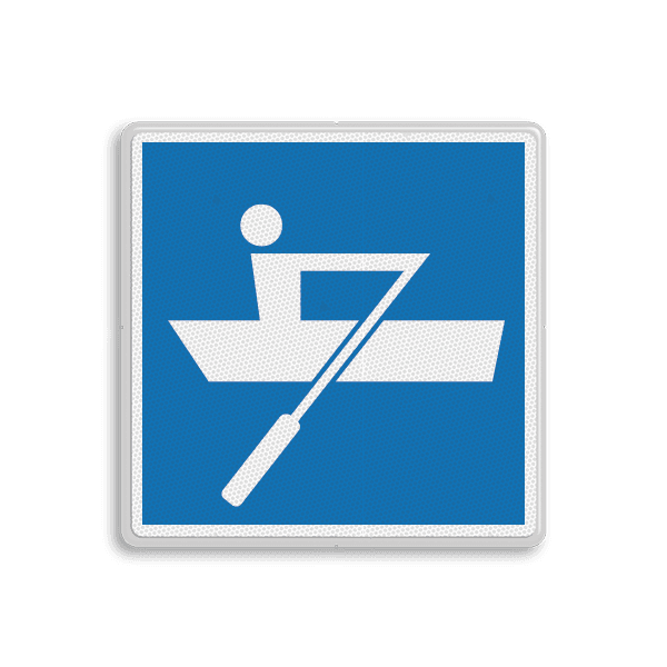Scheepvaartbord BPR E.19 - Door spierkracht voortbewogen schepen toegestaan