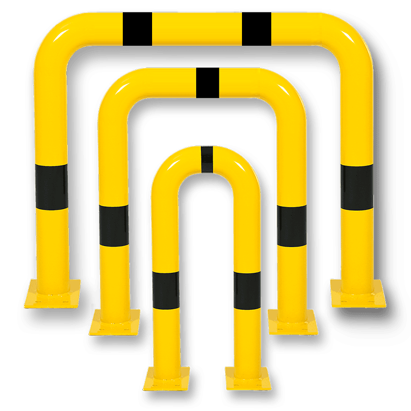 Arceau de protection flexible en acier Ø 76 mm – Jaune/noir