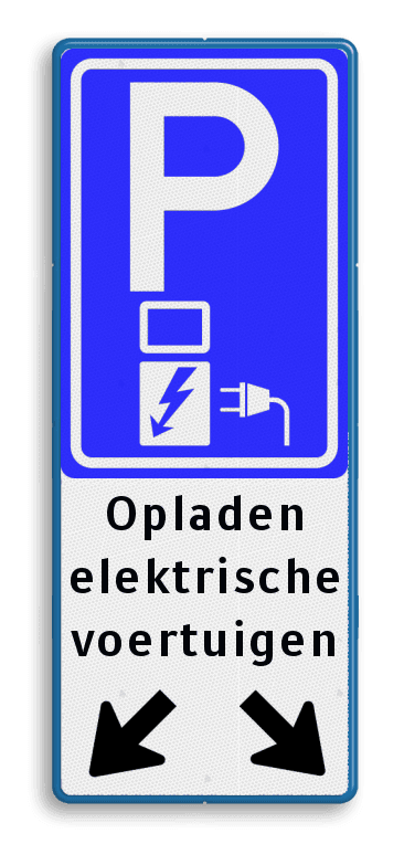Verkeersbord parkeren elektrische voertuigen + pijlen - BE04f