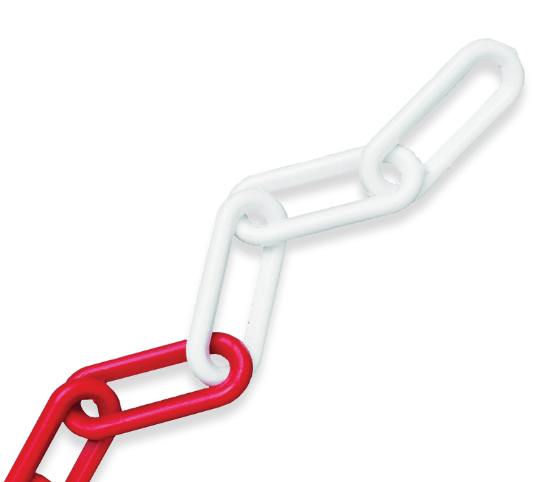 Afzetketting kunststof 6mm rood/wit - 30 meter