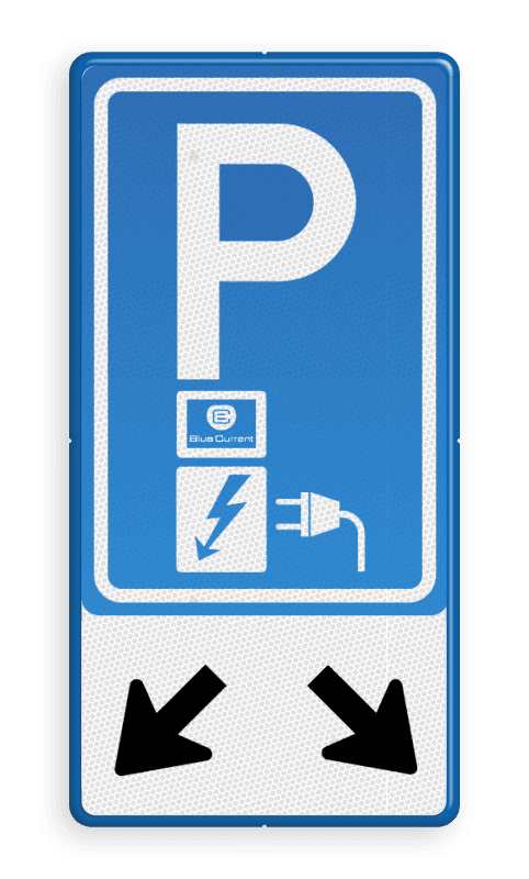 Verkeersbord RVV E08O - oplaadpunt + Pijlen - Blue Current