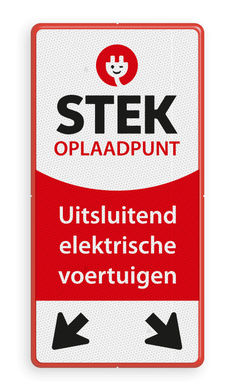 Parkeerbord STEK OPLAADPUNT in huisstijl + pijlen