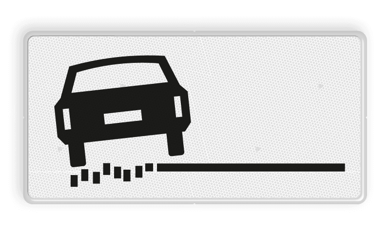 Verkeersbord RVV OB18l - Onderbord - links zachte berm