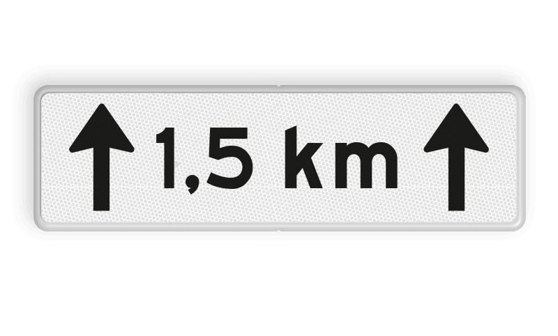 Verkeersbord RVV OB411-1,5 - Onderbord - Afstands-aanduiding over een lengte van.. KM