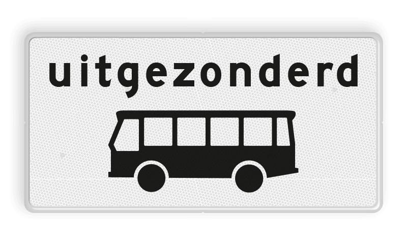 Verkeersbord RVV OB62 - Onderbord - Uitgezonderd bussen