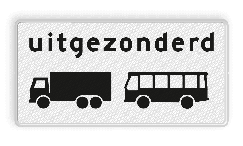 Verkeersbord RVV OB63 - Onderbord - Uitgezonderd vrachtauto's en bussen