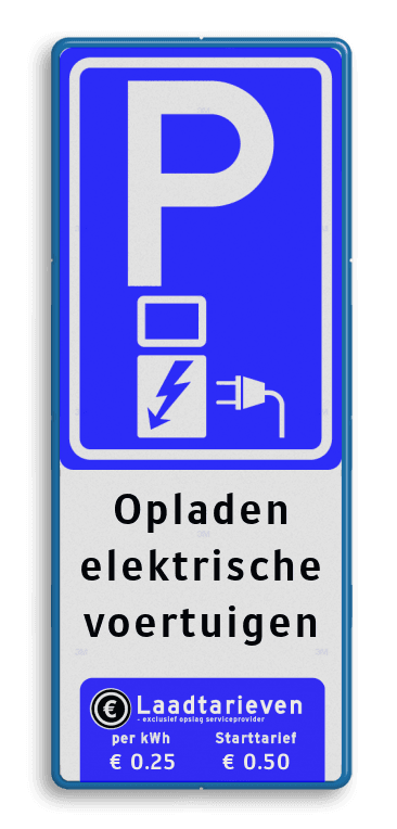 Verkeersbord parkeren elektrische voertuigen + Tarieven - BE04f
